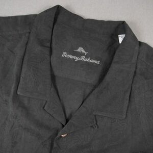 Tommy Bahama Silk Tropical Jacquard Camp Hawaiian Mens 3XL Black Shirt